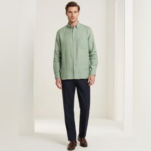 Ermenegildo Zegna Green Casual Button Down Shirt Cotton/Hemp Made in Italy
A5